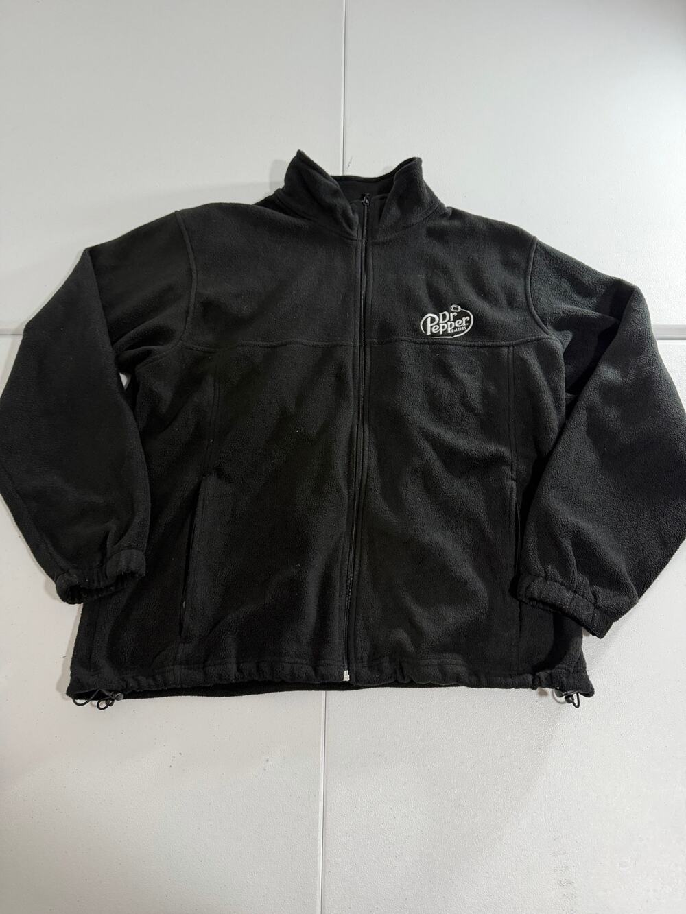 Dr Pepper Fleece Jacket Mens Large Black Full Zip Harriton Employee Apparel